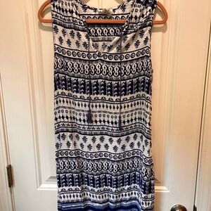 beachlunchlounge Womens Small Blue White Sleeveless Tank Casual Beachy Dress